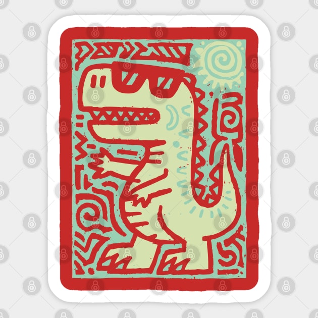 Whimsical T-Rex Doodle | Friendly Dinosaur Graphic Sticker by TuncGK